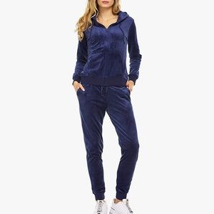 Navy Blue Velour Tracksuit